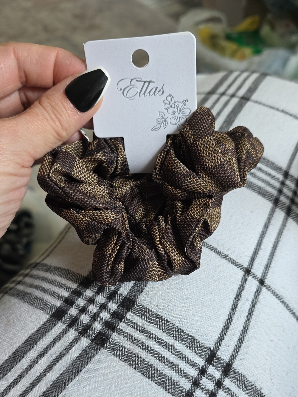 Brown & Gold Metallic Scrunchie 2 Pk